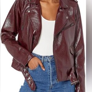 Parker Burgundy Patent Leather Moto Jacket
